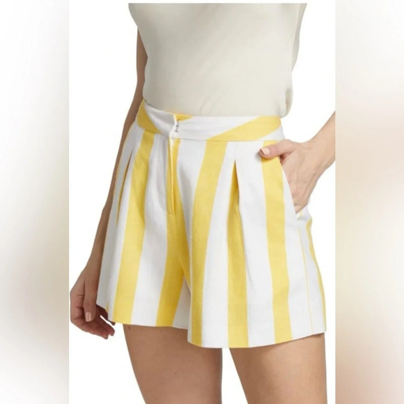 L'AGENCE Vittoria Striped High Waisted Shorts - Picture 1 of 8